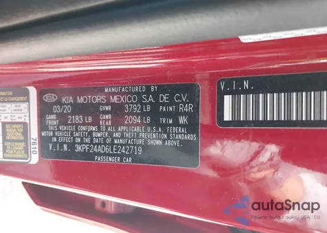 2020 Kia Forte Lxs from USA, damaged, VIN 3KPF24AD6LE242719